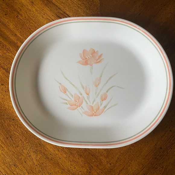 1 Corelle Peach Floral Serving Platter 12”x 10” - Picture 1 of 11